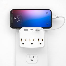 Outlet Extender, Converter Multi-Plug Outlet Splitter with USB C Ports, USB Wall Charger for Home Office Accessories, Dorm Room Essentials White