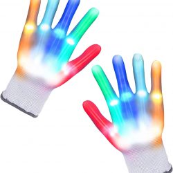 LED Gloves for Kids Glow Gloves Flashing Light Gloves Autism Toys for Age 3-12 Boys Girls Birthdays Halloween Christmas Carnival Gifts