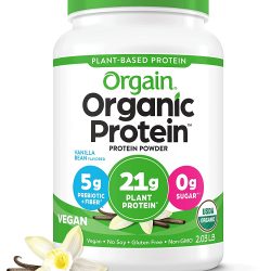 Orgain Organic Vegan Protein Powder, Vanilla Bean – 21g of Plant Based Protein, Low Net Carbs, Gluten Free, Lactose Free, No Sugar Added, Soy Free, Kosher, Non-GMO, 2.03 Lb