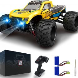 RC MONSTER RC Truck Hobby Grade 1:16 RC Cars, RC Cars for adults 60KM/H 390 Brushed Motor High Speed Remote Control Car RC Truck 4WD Off Road Monster Truck 2.4GHz Toy Cars for Boys Girls Kids (Yellow)