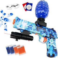 Piecis Splatter Ball Blaster Automatic, Electric Gel Ball Blaster Pistol with 20000 Gel Ball Ammo 2 Target, Gel Blaster Toy Shooter Summer Outdoor Toy Gift for Boy and Girl, Blue Flame