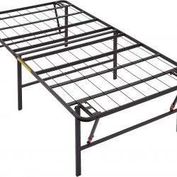 Amazon Basics Foldable, 18″ Black Metal Platform Bed Frame with Tool-Free Assembly, No Box Spring Needed – Twin