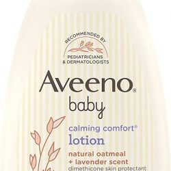 Aveeno Baby Calming Comfort Moisturizing Lotion with Relaxing Lavender & Vanilla Scents, Non-Greasy Body Lotion with Natural Oatmeal & Dimethicone, Paraben- & Phthalate-Free, 18 fl. Oz