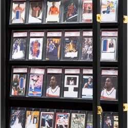 Grintus Baseball Card Display Case 24 Graded Sport Card Display Case Wall Mount with Clear View and UV Protection Acrylic Door for Baseball Football Basketball Hockey Trading Card Collection, Black