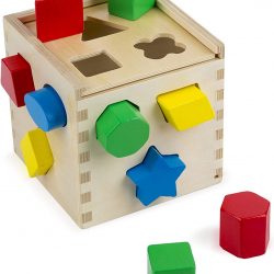 Melissa & Doug Shape Sorting Cube – Classic Wooden Toy With 12 Shapes