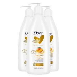 Dove Body Love Glowing Care Body Lotion For Soft, Nourishing Skin Care Mango & Almond Butter Hydrates and Absorbs Quickly, White, 13.5 Oz, 3 Count