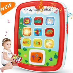 HOLA Toys Baby Tablet Learning Educational Interactive Activity Center Baby Toys for 1 Year Old Boys Girls with Music Light Up Baby Gift Toys for First Birthday ABC Numbers Color Games