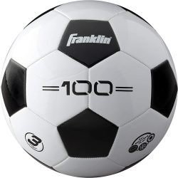 Franklin Sports Soccer Balls – Competition 100 Soccer Balls – Size 3, Size 4 + Size 5 Traditional Soccer Balls – Single + 12 Ball Bulk Packs – Black + White