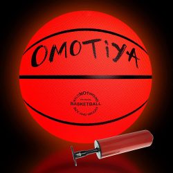 OMOTIYA LED Light Up Basketball – Size 7 Glowing Basketball with Pump Batteries, Glow in The Dark Basketball, Official Size Night Ball for Indoor and Outdoor