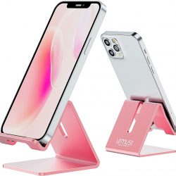 Desk Cell Phone Stand Holder Aluminum Phone Dock Cradle Compatible with Switch for iPhone 13 12 11 Pro Xs Xs Max Xr X 8 7 6 6s Plus 5, Office Decor Accessories Desk (Rose Gold)