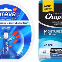 Abreva (Single 2g Tube) Cold Sore Healing Cream + Chapstick Moisturizer (1 Stick) Ultra-Hydrating Lip Balm Lip Care Package