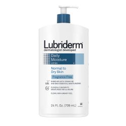 Lubriderm Daily Moisture Hydrating Unscented Body Lotion with Pro-Vitamin B5 for Normal-to-Dry Skin for Healthy-Looking Skin, Non-Greasy and Fragrance-Free Lotion, 24 fl. oz