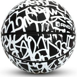 AND1 Fantom Rubber Basketball (Graffiti Series) – Official Size 7 (29.5”) Streetball, Made for Indoor and Outdoor Basketball Games, Sold Deflated (Pump NOT Included), Black/White