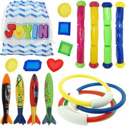 JOYIN Underwater Swimming/Diving Pool Toy Rings (4) Sticks (4) Toypedo Bandits(4 Pcs) with Under Water Treasures Gift Set Bundle