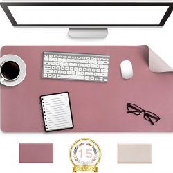 Non-Slip Desk Pad,Mouse Pad,Waterproof PVC Leather Desk Table Protector,Ultra Thin Large Desk Blotter, Easy Clean Laptop Desk Writing Mat for Office Work/Home/Decor(Dark Pink, 31.5″ x 15.7″)