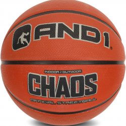 AND1 Chaos Rubber Basketball Game Ready, 28.5 Inches, Intermediate Size 6, Made for Indoor and Outdoor Basketball Games, Sold Deflated (Pump NOT Included), Orange