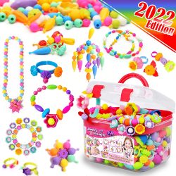 FunzBo Snap Pop Beads for Girls Toys – Kids Jewelry Making Kit Pop-Bead Art and Craft Kits DIY Bracelets Necklace Hairband and Rings Toy for Age 3 4 5 6 7 8 Year Old Girl Christmas Gifts (Large)