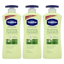 Vaseline Intensive Care hand and body lotion For Dehydrated Skin Soothing Hydration Dry Skin Lotion With 100% Pure Aloe Extract 20.3 oz 3 count