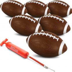 GoSports Xtreme Flight Footballs 6 Pack, 9” Rubber Inflatable Footballs