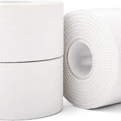 (3 Pack) White Athletic Sports Tape, Very Strong Easy Tear No Sticky Residue Tape for Athlete & Sport Trainers & First Aid Injury Wrap,Suitable for Bats,Tennis,Gymnastics & Boxing（1.5in X 35ft）