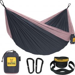 Wise Owl Outfitters Camping Hammock – Portable Hammock Single or Double Hammock Camping Accessories for Outdoor, Indoor w/ Tree Straps