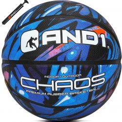 AND1 Chaos Rubber Basketball & Pump: Game Ready, Official Regulation Size, Made for Indoor and Outdoor Basketball Games